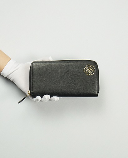 Chanel Camellia Zip Around Wallet, front view